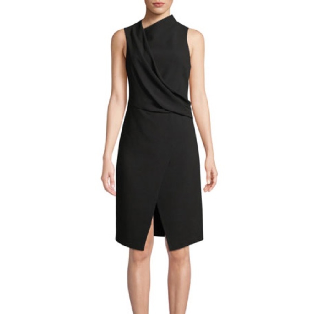 NWT Halston Heritage Mock-Neck Draped Front Dress